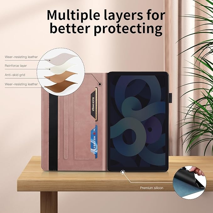 Portfolio Cover for Lenovo Tab M11 / K11, Unique Tree Design with Card Slots, Slim and Lightweight with Magnetic Auto Sleep, Precise Cutouts Case Compatible with Lenovo Tab M11 TB-330FU Rosegold Pink