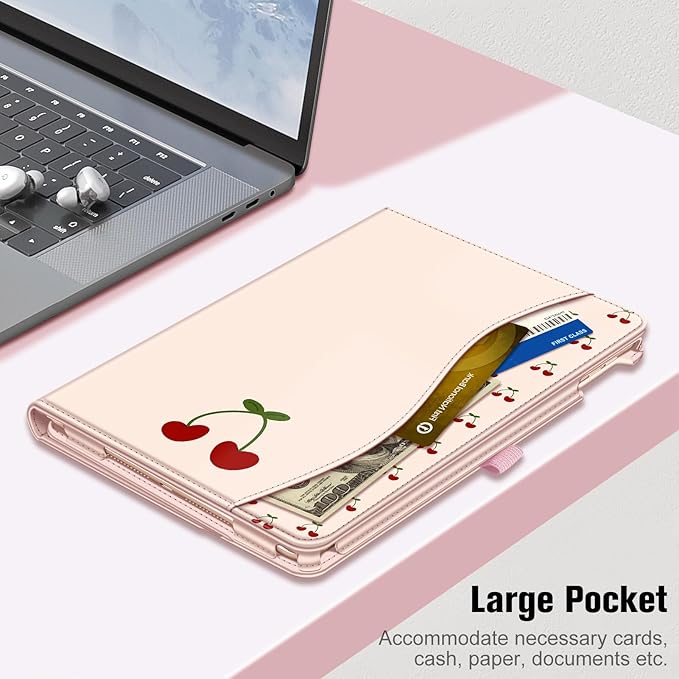 Fintie Case for iPad 9th / 8th / 7th Generation (2021/2020/2019) 10.2 Inch - [Corner Protection] Multi-Angle Viewing Stand Cover with Pocket & Pencil Holder, Auto Sleep Wake, Coquette Cherries