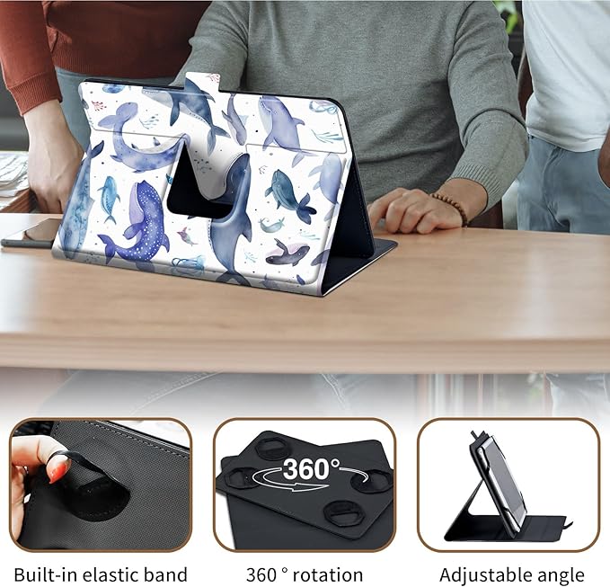 Case for Lenovo Tab P11 Pro Gen 2 11.2" 2022,Mxfdegf 360 Degree Rotating Stand and Magnetic Closure Case for 11.2 inch Lenovo Tab P11 Pro 2nd Generation,Watercolor Whale