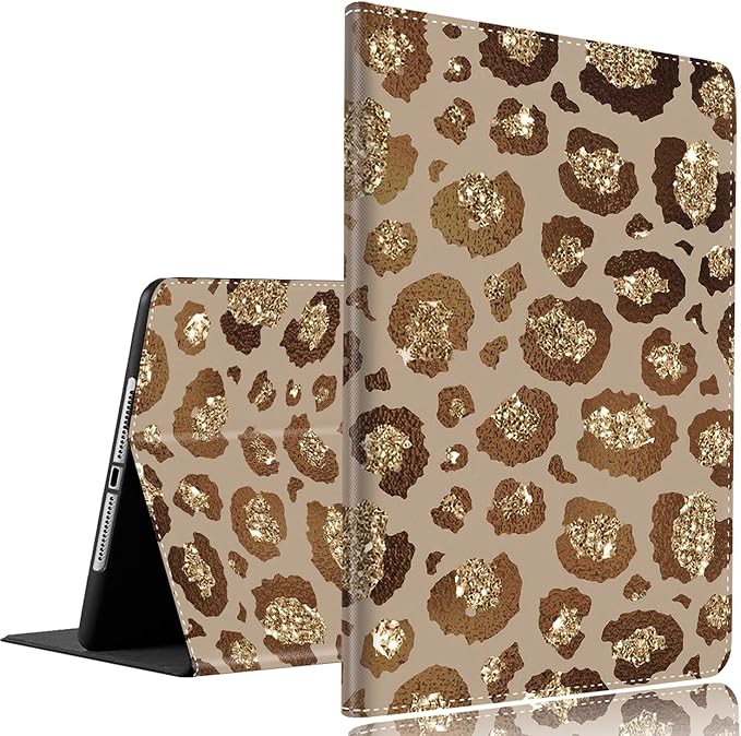 Case for Samsung Galaxy Tab A9 Plus 11 inch 2023，Slim Fit Foldable Standing Cover with Auto Sleep/Wake for Galaxy Tab A9+ 11’2023 (SM-X210/X216/X218)，Golden Leopard Brown