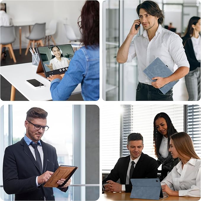 Case for Samsung Galaxy Tab A 10.1 2019 (SM-T510/T515) Multi-Angle Viewing Smart Cover with Pocket, Business PU Leather with Card Slot for Galaxy Tab A 10.1 Inch 2019 Tablet, Gray