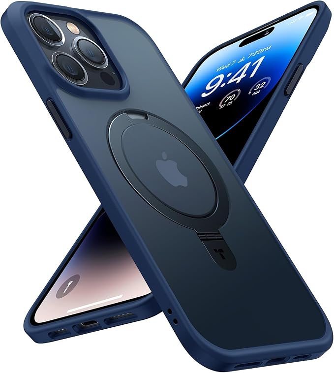 TORRAS Shockproof Magnetic for iPhone 13 Pro Max Case [Fit for Magsafe] with Stand, [10ft Military Drop Protection] Translucent Back Slim Protective 13 Pro Max Phone Case 6.7 inch, Blue