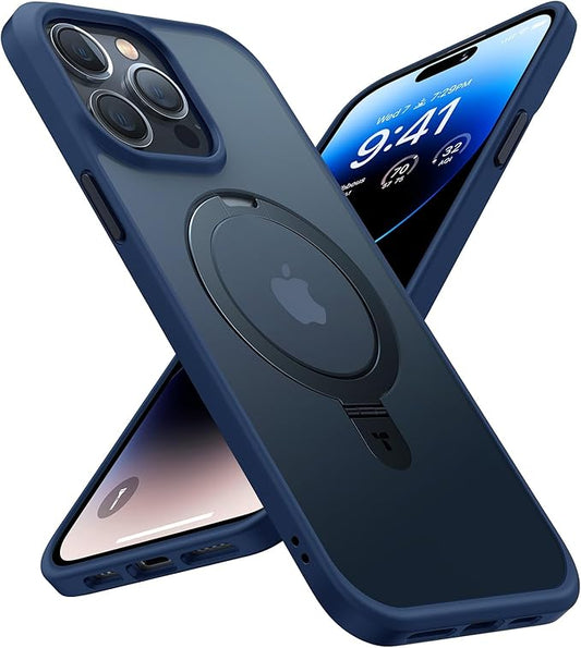 TORRAS Shockproof Magnetic for iPhone 13 Pro Max Case [Fit for Magsafe] with Stand, [10ft Military Drop Protection] Translucent Back Slim Protective 13 Pro Max Phone Case 6.7 inch, Blue