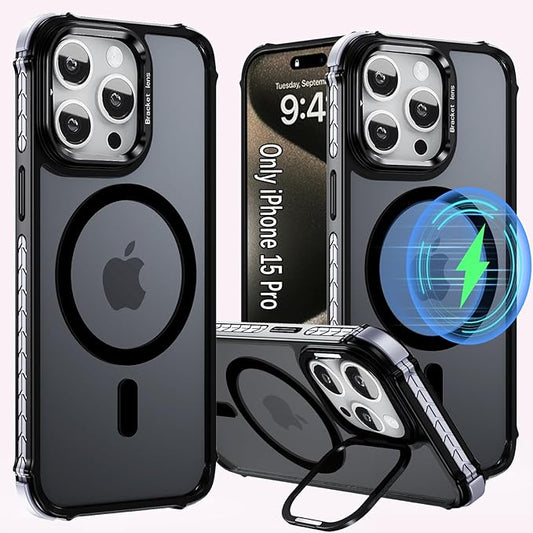 Designed for iPhone 15 Pro Case Magnetic,Supports Wireless Charging [Compatible with MagSafe Accessories], Magnetic Phone Case for iPhone 15 Pro, Black