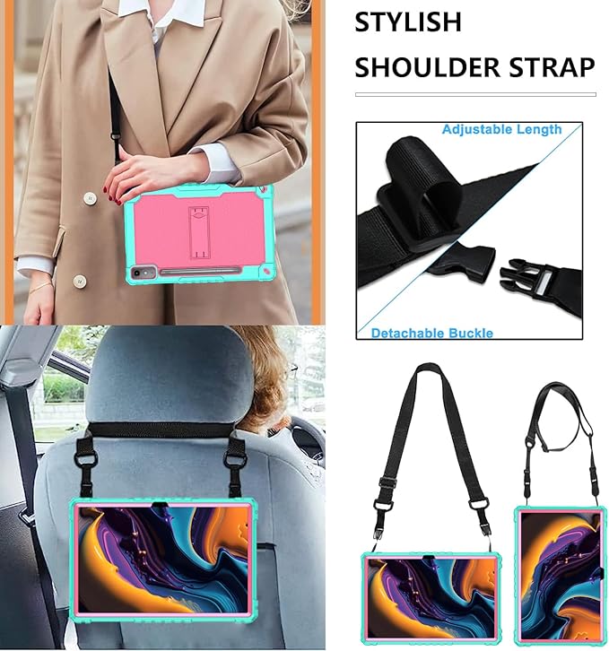 Case for Lenovo Tab P12 12.7 Inches Tablet Case,Heavy-Duty Drop-Proof Shockproof Hybrid Kids Protective Case for Lenovo tab P12/Xiaoxin Pad Pro 12.7" Tablet Case TB370FU/TB371FC (Green/Pink)