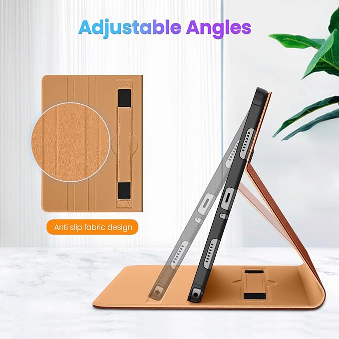 DTTO for Samsung Galaxy Tab A9 Plus 11 inch Case 2023, Premium Leather Business Folio Stand Cover with Hand Strap for Galaxy Tab A9+ 11’’ 2023 Model (SM-X210/X216/X218) - Auto Wake/Sleep, Brown