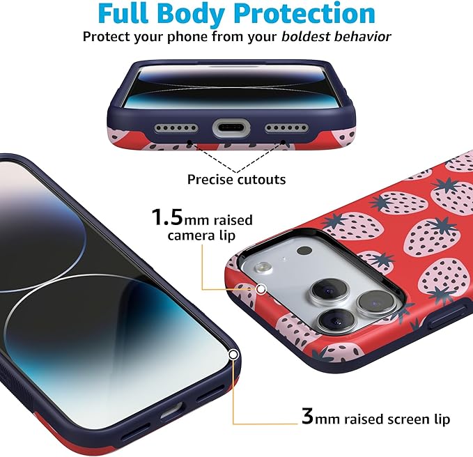 Casely iPhone 17 Pro Case | I'd Pick You | Red Strawberry | Compatible with MagSafe | Bold Protective Design