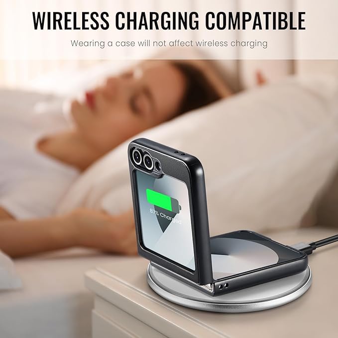 for Samsung Galaxy Z Flip 6 Case, Premium PU Leather Case Anti Scratch Slim Phone Shockproof Protective Phone Cover for Samsung Galaxy Z Flip6, Black