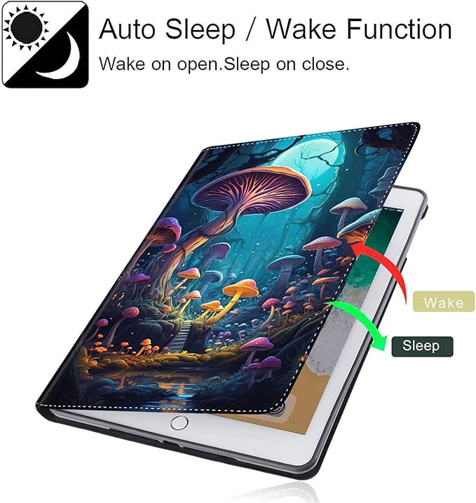 Case for Galaxy Tab A9 Plus ， Auto Sleep/Wake Multi-Angle Viewing Slim Folio Stand Cover for Samsung Galaxy Tab A9+/A9 Plus 11 Inch 2023 (SM-X210/X216/X218), Colorful Mushrooms