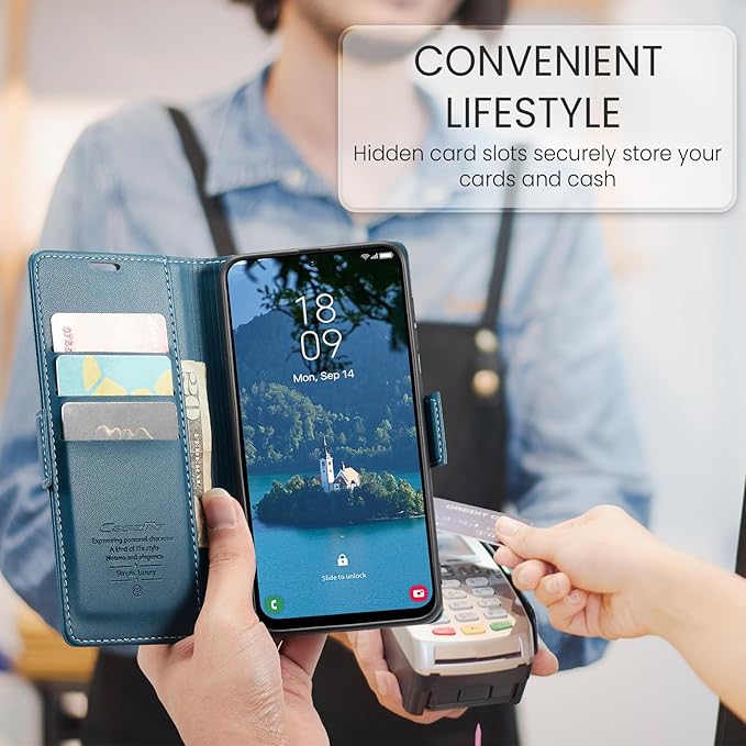 for Samsung Galaxy A36 5G Case, Premium PU Leather Wallet Case Flip Cover with [RFID Blocking][Card Holder][Stand Function] Shockproof Protective for Samsung Galaxy A36, Blue