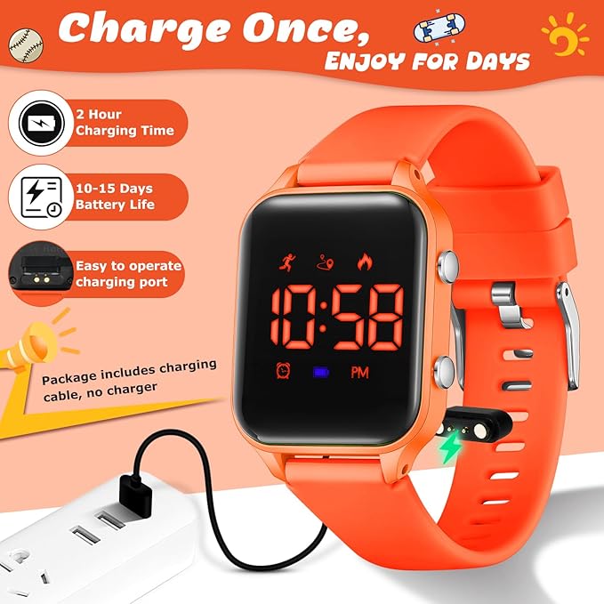 Kids Digital Watches for Boys Girls, Sports Watch with Fitness Tracker, Pedometer, Alarm Clocks, Stopwatch, No App Needed Waterproof Kids Watch, Gift for Teens Student Girls Boys Ages 5-14