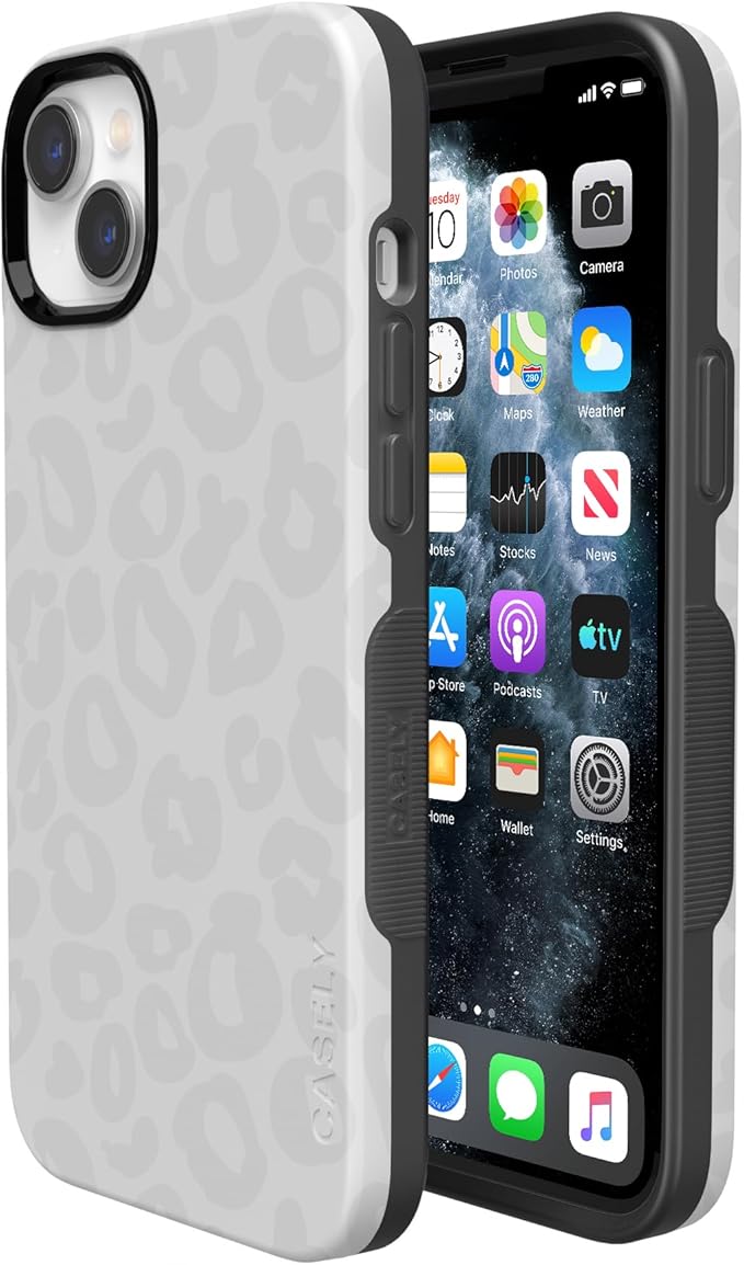 Casely iPhone 14 Case | White Snow Leopard | Into The Wild | Compatible with MagSafe | Bold Protective Design