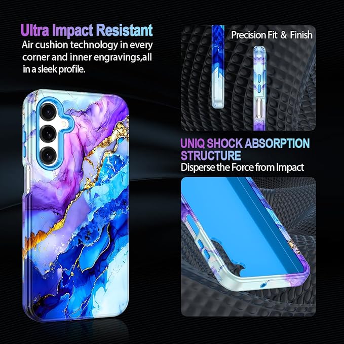 Casetego for Galaxy A16 5G Case,Compatible with MagSafe,[Military Grade Drop Test] Full Body Protection Slim Shockproof Rugged Marble Women Case for Samsung Galaxy A16 5G 6.7 inch,Azure Blue