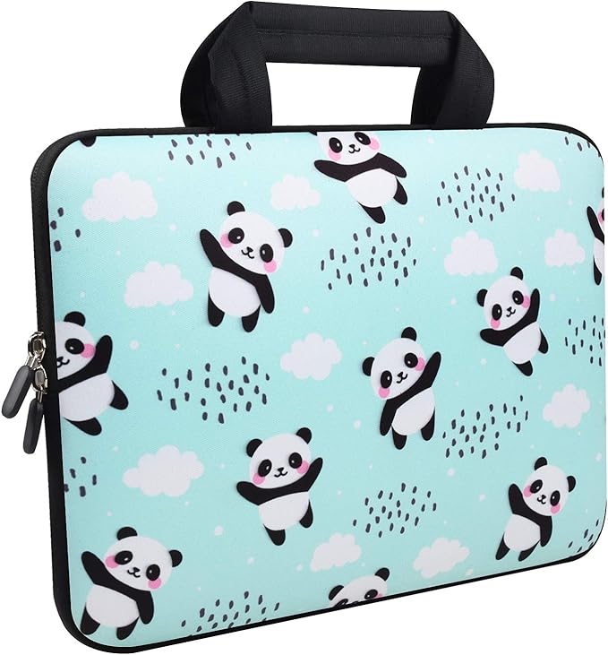 Violet Mist 11 11.6 12 Inch Laptop Sleeve Funny Panda Pattern Laptop Carrying Bag Case with Handle Cute Protective Neoprene Notebook Tablet Computer Travel Cover Pouch Briefcase, Blue Flying Panda