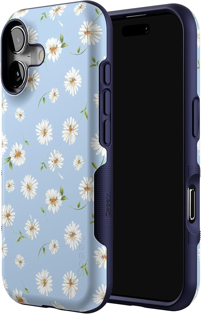 Casely iPhone 17 Case | Daisy Daydream | Baby Blue Floral | Bold Protective Design | Compatible with MagSafe