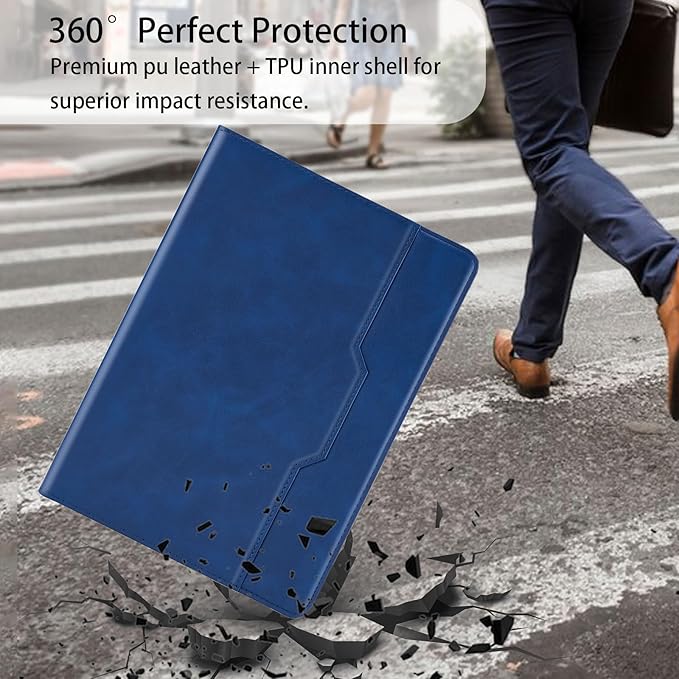 Tablet Case for Samsung Galaxy Tab A7 10.4 Inch 2020 (SM-T500/T505/T507) PU Leather Folio Flip Cover for Tab A7 SM T500 Multi-Angle Stand with Card Pocket ＆ Hand Starp,Blue