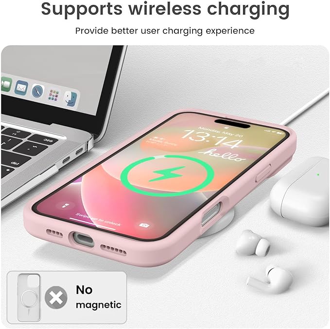 Vooii Compatible with iPhone 16 Plus Case, Liquid Silicone Upgrade [Camera Protection] [Soft Anti-Scratch Microfiber Lining] Shockproof Phone Case for iPhone 16 Plus 6.7 inch - Pink Sand