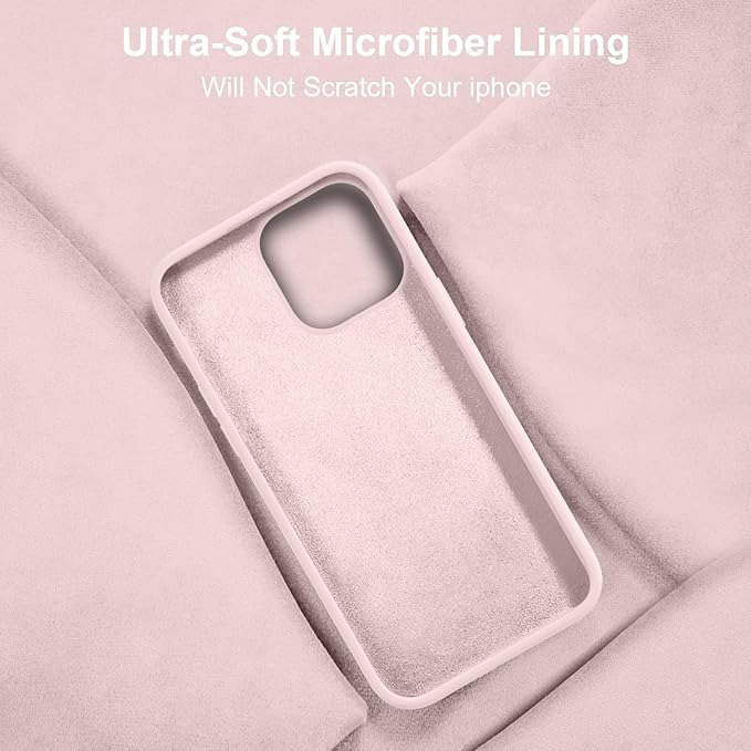 Vooii Compatible with iPhone 14 Case,[Silky Touch Premium Liquid Silicone] [Soft Anti-Scratch Microfiber Lining], Ultra Slim Shockproof Protective Case for iPhone 14 - Chalk Pink