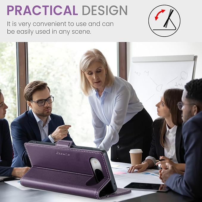 for Google Pixel 8A Case, Premium PU Leather Wallet Case Flip Cover with [RFID Blocking][Card Holder][Stand Function] Shockproof Protective for Google 8A, Purple