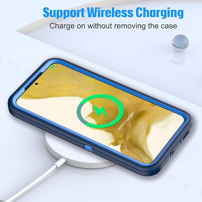 for Samsung Galaxy S22 Plus Case with [2 Pack] HD Screen Protector, [Military-Grade] Shockproof Dust/Drop Proof 3-Layer Full Body Protection Heavy Duty Case for Galaxy S22+ Plus, Navy