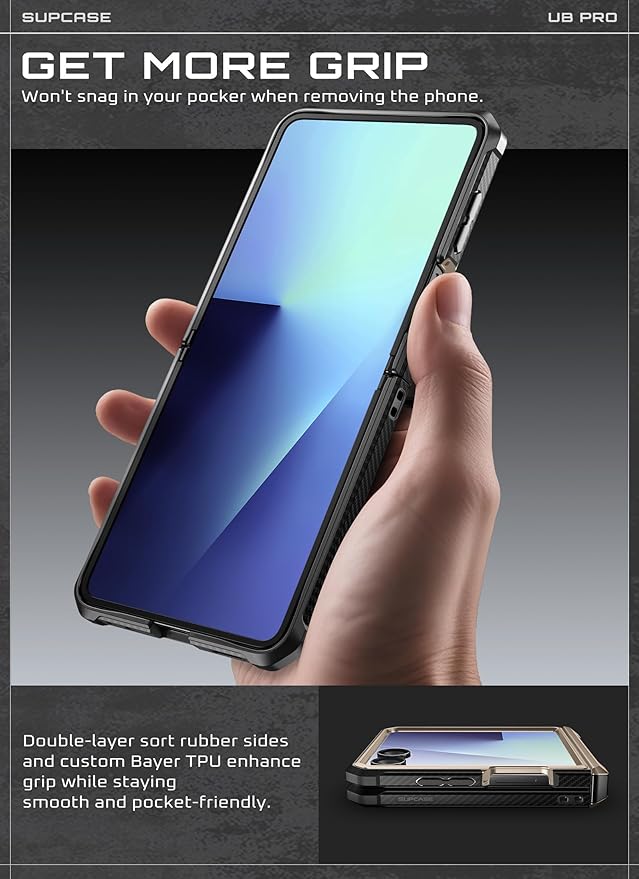 SUPCASE for Samsung Galaxy Z Flip 7 Case with Built-in Stand & Belt-Clip (Unicorn Beetle Pro), [Hinge Protection] [Front Tempered Glass Screen Protector] Full Body Military-Grade Phone Cover, Desert