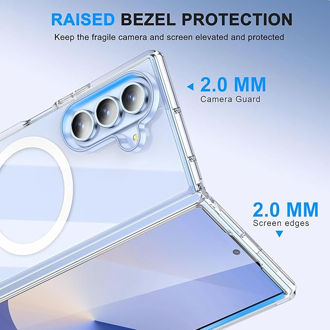 Oterkin Magnetic for Samsung Galaxy Z Fold 7 Case, [Compatible with MagSafe] Transparent Non-Slip Shockproof Bumper Protective Phone Case for Z Fold 7, Clear