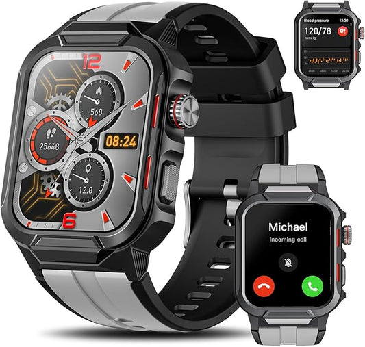 Smart Watches for Men (Answer/Make Calls), 1.96" Fitness Smart Watch with Heart Rate/Blood Oxygen/Sleep Monitor/100+ Sport Modes, 3ATM Waterproof Smartwatch Mens Watches for Android and iPhone