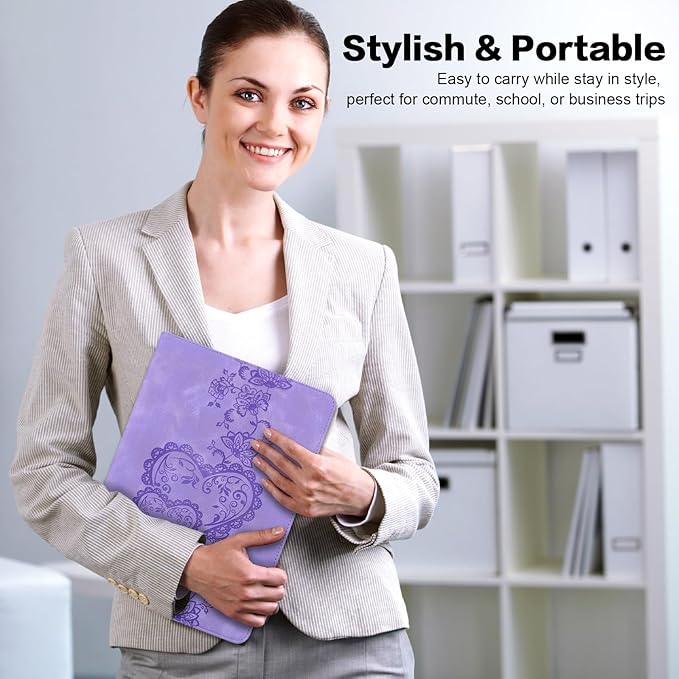 Case for Lenovo Tab M11/Tab K11 LTE 11" 2024 TB330FU Multi Angle Flip PU Leather Shockproof Case with Pencil Holder/Card Slots, Purple