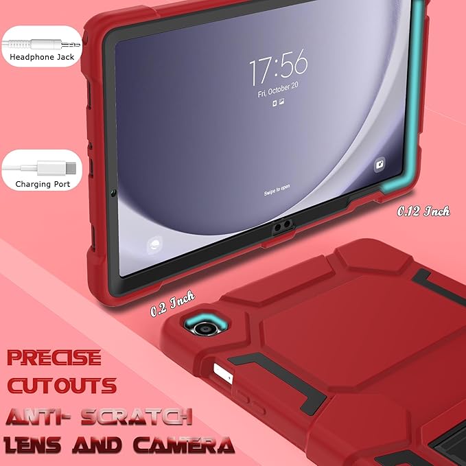 Case Compatible with Samsung Galaxy Tab A9+ / A9 Plus 11 inch 2023 - Heavy Duty Rugged Shockproof Protective Cover with Kickstand - for Samsung Tab A9+ Tablet (SM-X210/X216/X218), Red+Black