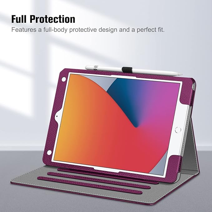 Fintie Case for iPad 9th / 8th / 7th Generation (2021/2020/2019) 10.2 Inch - [Corner Protection] Multi-Angle Viewing Stand Cover with Pocket & Pencil Holder, Auto Sleep Wake, Purple