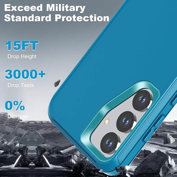 Designed for Samsung Galaxy S24/S25 Case [with Privacy Screen Protector] 3-Layer Full Body Protection Rugged Shockproof Heavy Duty Phone Case Cover, Turquoise