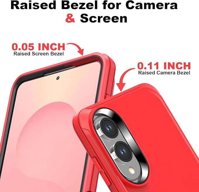 Designed for Samsung Galaxy S25 Edge Case [with Privacy Screen Protector] 3-Layer Full Body Protection Rugged Shockproof Heavy Duty Phone Case Cover, Red/Black