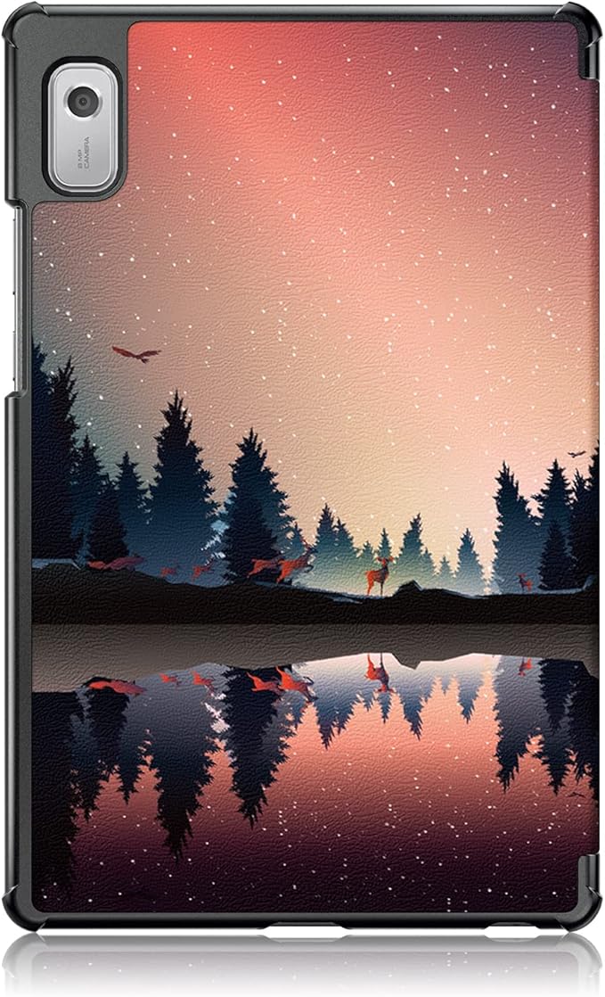 Epicgadget Case for Nook 9" Lenovo Tablet (2024) / Lenovo Tab M9 (TB-310FU, 2023 Released) 9 Inch Display Tablet - Slim Lightweight Trifold Shell Stand Cover Case + 1 Random Stylus (Forest Dusk)