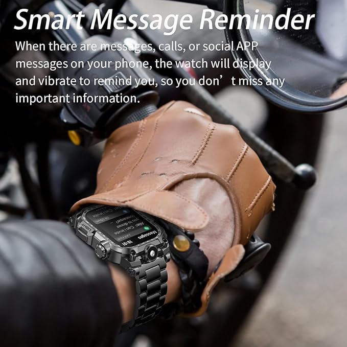 Tough Smart Watch for Working Men with Flashlight, 2.01" HD Ultra Large Rugged Smartwatch Bluetooth Call/Heart Rate/Sleep Monitor Hiking Camping Fitness Track Watches