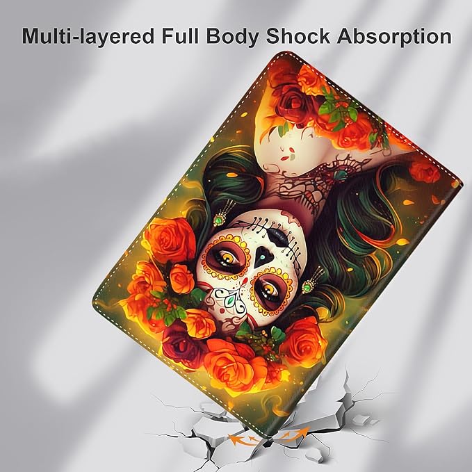 Case for Samsung Galaxy Tab A9 Plus 11 inch 2023，Slim Fit Foldable Standing Cover Case with Auto Sleep/Wake for Galaxy Tab A9+ 11’2023 (SM-X210/X216/X218)，Skull Girl