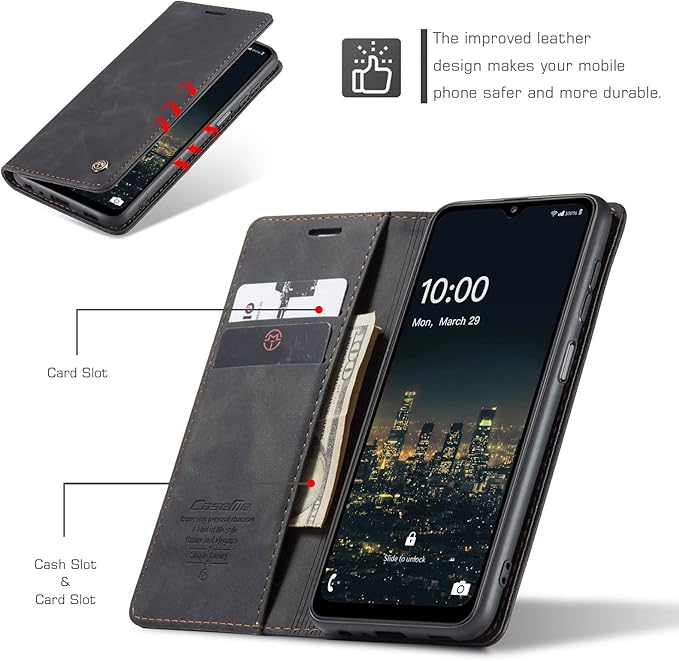 for Samsung Galaxy A32 5G Case, Flip Wallet Leather Case with Card Holder Magnetic Closure Shockproof Kickstand Protective Phone Cases Cover for Samsung A32 5G,Black