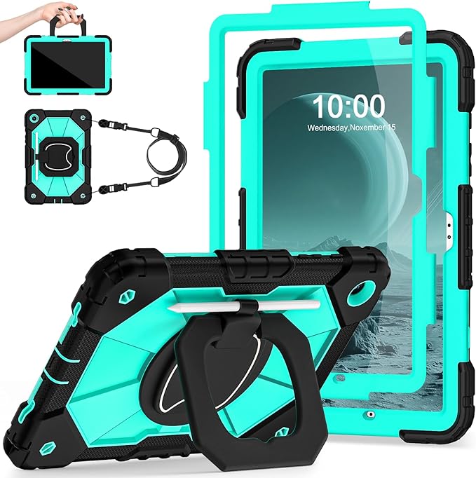 Case for Galaxy Tab A9 Plus Case 11 Inch with Screen Protector/Rotating Stand/Pen Holder,Military Grade Shockproof Case for Samsung Galaxy A9+ Tablet Cases
