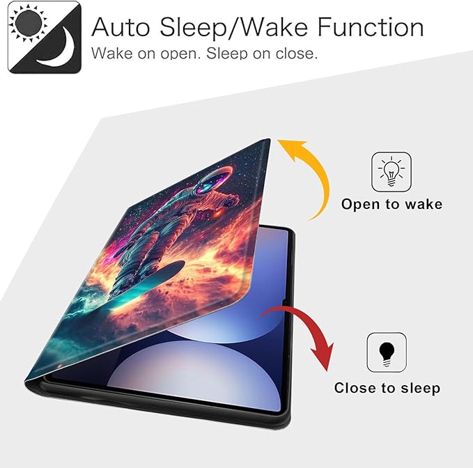 Case for Samsung Galaxy Tab S10 Ultra/Galaxy Tab S9/S8 Ultra 14.6-Inch, Slim PU Leather Stand Cover with Auto Wake/Sleep, Multi-Angle Viewing & Shockproof, Astronaut Skateboard