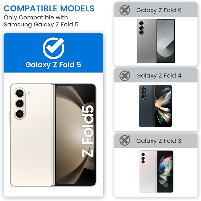 VEGO for Galaxy Z Fold 5 Case with Belt Clip Holster, 360°Ring Magnetic Kickstand & Camera Cover & Front Screen Protector, Hinge Protection Shockproof Armor Cover - Black