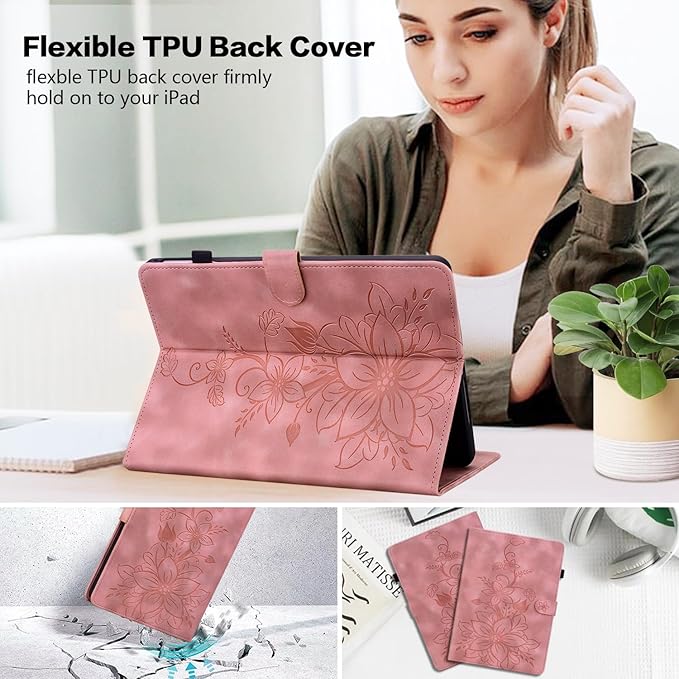 Premium PU Leather Case for Samsung Galaxy Tab A9 8.7 Inch SM-X110/X115/X117, Magnetic Clasp Stand with Pen Holder, Pink