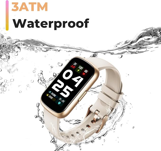Fitness Tracker Smart Watch, 1.47" Full Touch Health Tracker with 24/7 Heart Rate & Blood Oxygen Monitor, Sleep Tracker, 3ATM Waterproof Step Tracker Activity Tracker for Women Men, Gold Star