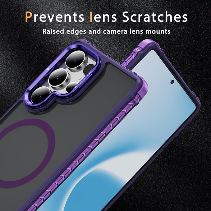 Magnetic for Samsung Galaxy S25 Ultra Case Purple Fit for MagSafe Military-Grade Shockproof Protection Adjustable Kickstand Slim Matte Anti-Fingerprint Cover Men Women