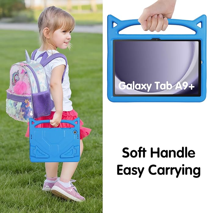 Kids Case for Samsung Galaxy Tab A9 Plus 11inch 2023, Lightweight Durable Shockproof Samsung Galaxy Tab A9+ Cover with Handle,Build-in Kickstand for Kids (Blue)