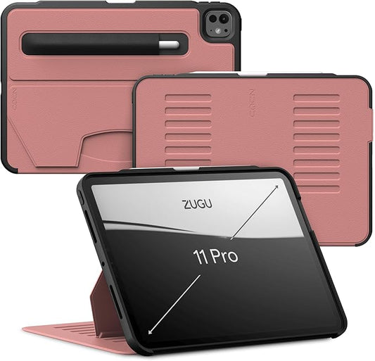 Zugu Case for iPad Pro 11 (M4) 2024, Slim Protective Cover with Apple Pencil Holder, Auto Wake/Sleep, Multiple Viewing Angles, iPad Pro 11 Inch Cover, Phone Protector, Desert Rose