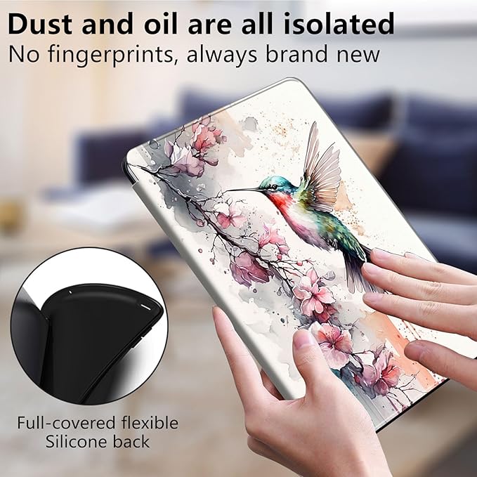 Case for Lenovo Tab M10 Plus 10.3", 360 Degree Rotating Folding Stand,with Auto Sleep/Wake Case for Lenovo Tab M10 Plus (2020 2nd Gen) TB-X606F/TB-X606X 10.3" FHD Tablet,Cute Hummingbird Flower