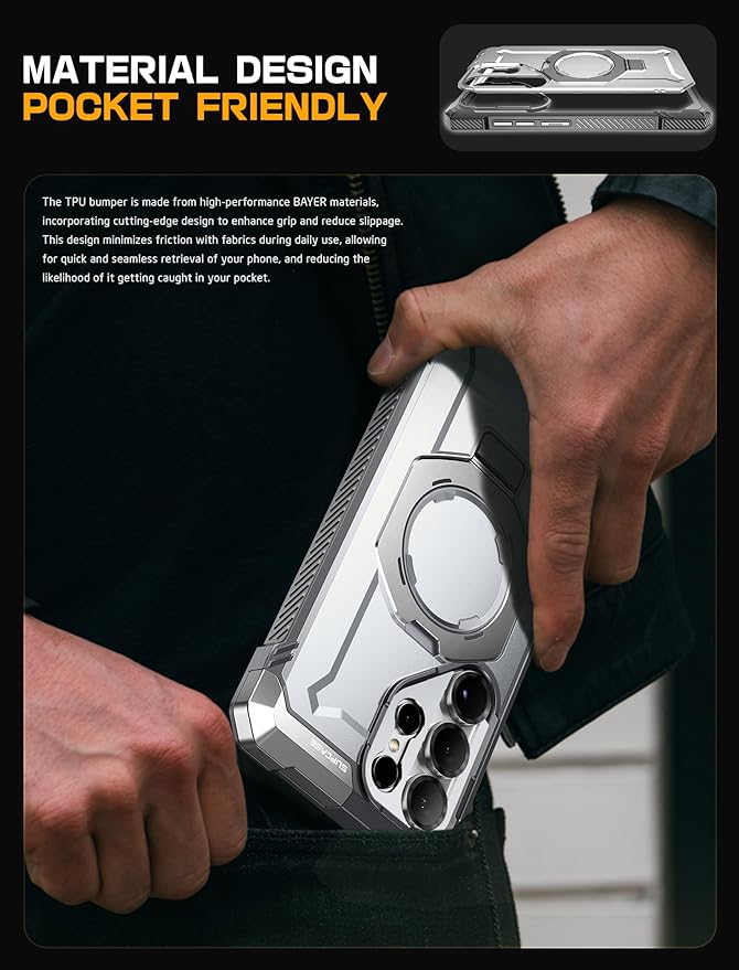 SUPCASE for Samsung Galaxy S25 Ultra Case with Stand (Unicorn Beetle Grip), [S Pen Friendly] [Compatible with MagSafe] [Military-Grade Protection] Magnetic Phone Case for S25 Ultra 6.9 Inch, White