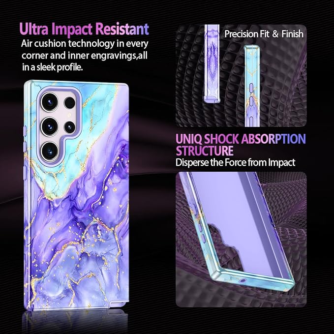 Casetego for Galaxy S23 Ultra Case,Compatible with MagSafe,[Military Grade Drop Test] Full Body Protection Slim Shockproof Rugged Marble Women Case for Samsung Galaxy S23 Ultra 6.8 inch,Cobalt Violet