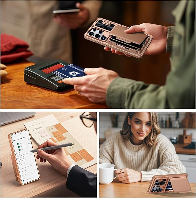 for Samsung Galaxy S25 Ultra Case Wallet with RFID [Cards Holder][Camera Cover][Edge Raised] Full Body Shockproof Silicone Protective Phone Case for Galaxy S25 Ultra 6.9" 2025 (Desert Gold)