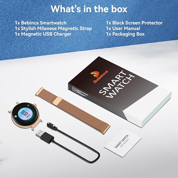 Bebinca Smart Watches for Women (Dial/Answer Calls) with Heart Rate/Sleep/Blood Oxygen Monitor, Voice Assistant Compatible with Samsung iPhone Android Phones, IP68 Waterproof(Rose Gold)