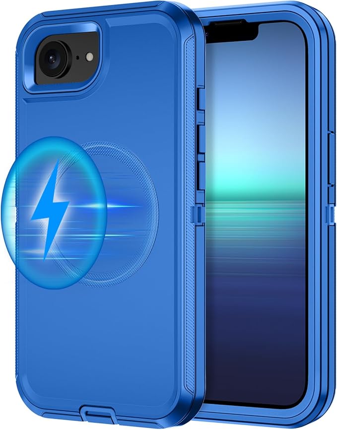 for iPhone 16e Case [Compatible with MagSafe] Shockproof 3-Layer Full Body Protection [Without Screen Protector] Rugged Heavy Duty Cover Case for Apple iPhone 16e 6.1" 2025,Sea Blue